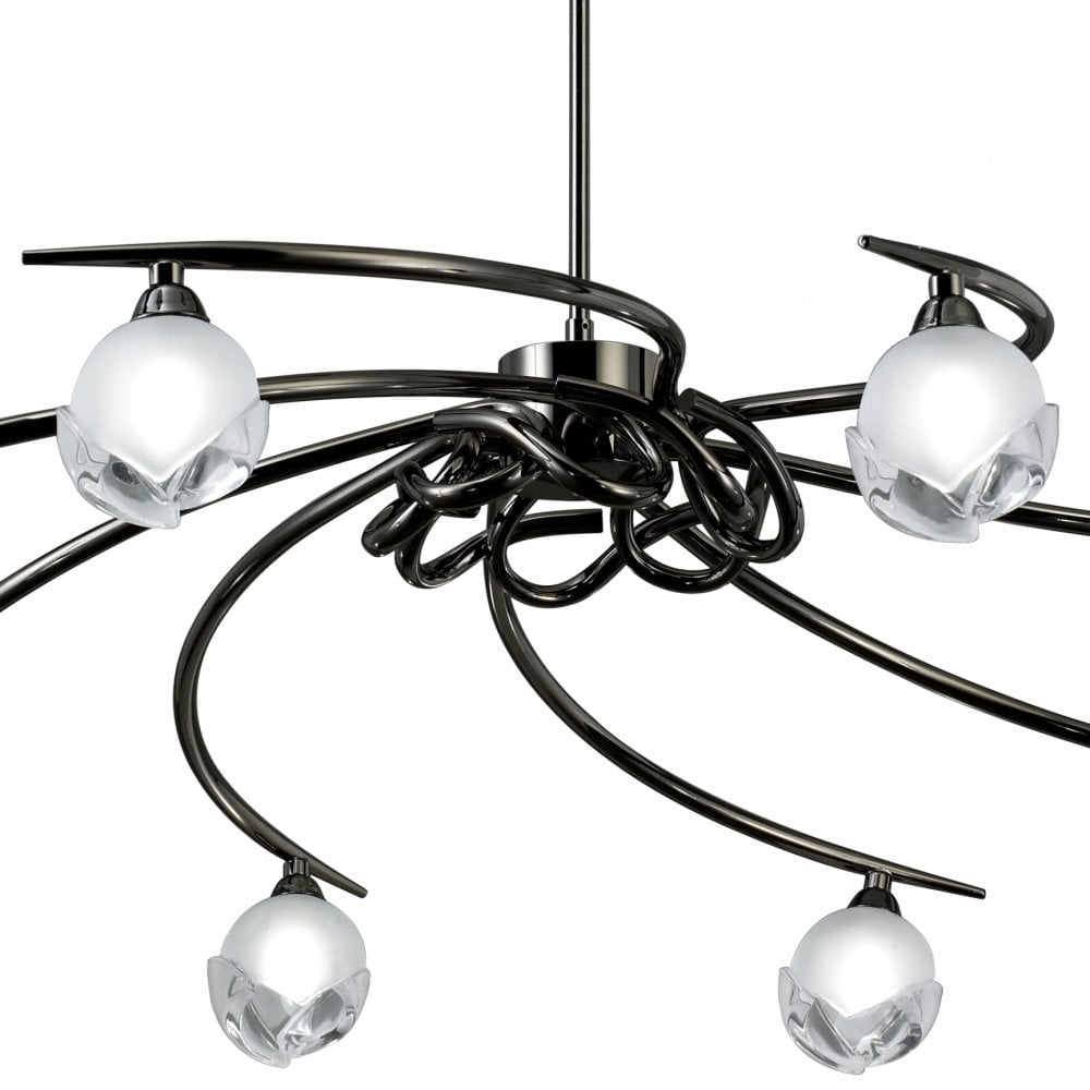 Fragma Telescopic 8-Light Pendant, Black Chrome Finish
