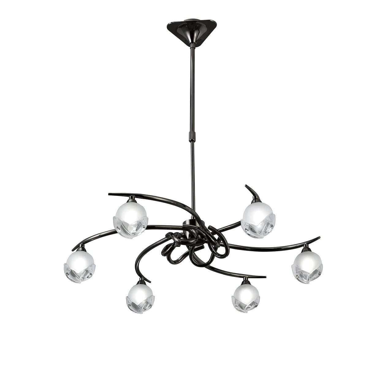 Fragma Telescopic Convertible 6-Light Fixture, Black Chrome Finish