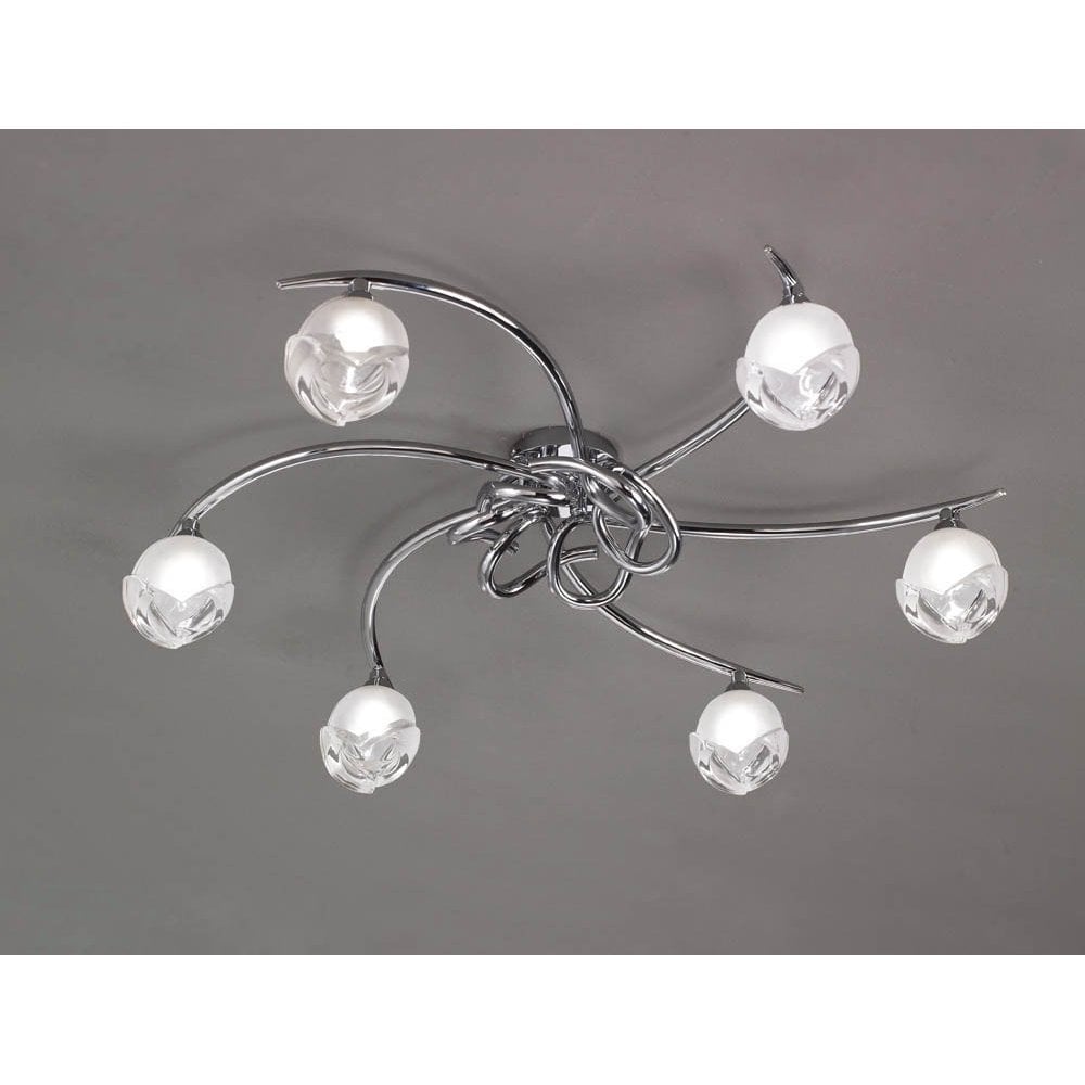 Fragma 6-Light Ceiling Fixture, Polished Chrome Elegance