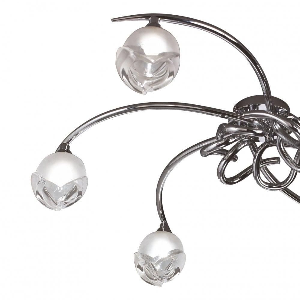 Fragma 6-Light Ceiling Fixture, Polished Chrome Elegance