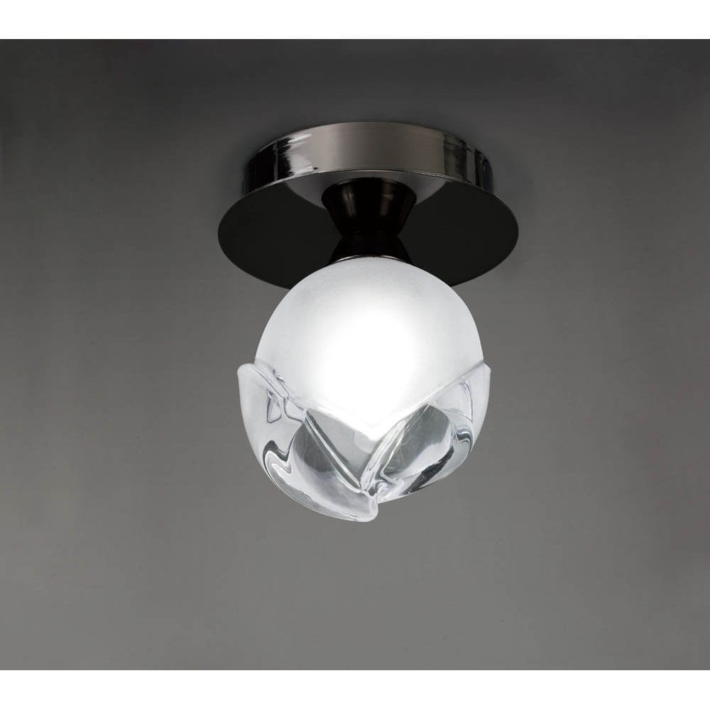 Fragma Black Chrome Ceiling Light with Frosted Glass Shade