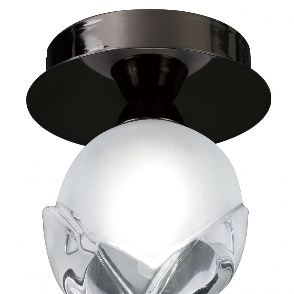 Fragma Black Chrome Ceiling Light with Frosted Glass Shade