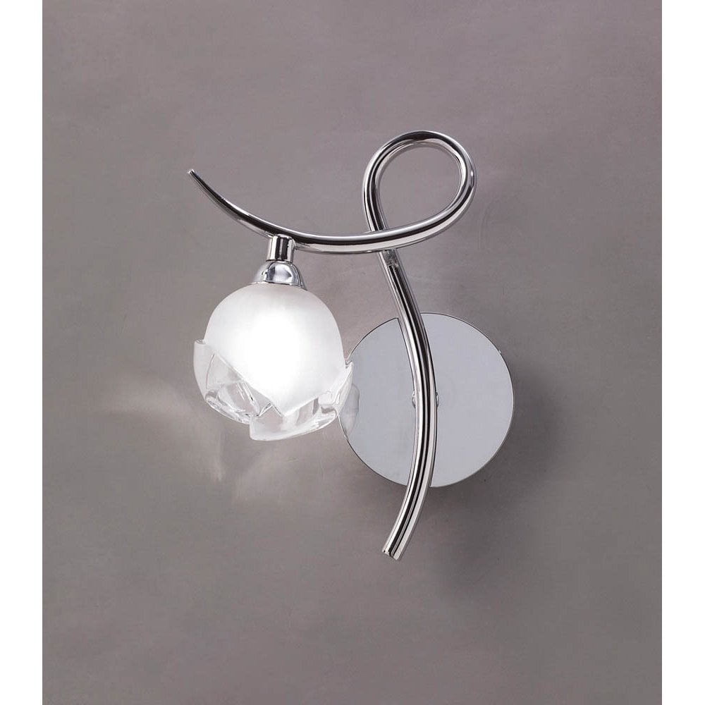 Elegant Left Switched Fragma Wall Lamp in Polished Chrome with Frosted Glass Shade
