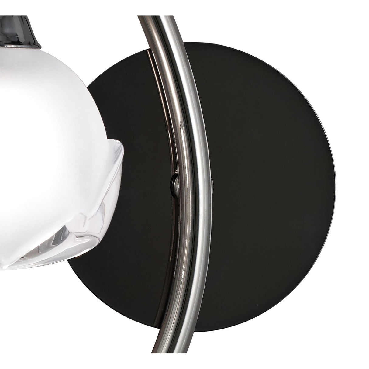 Sleek Black Chrome Fragma Wall Lamp with Frosted Glass Sphere