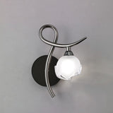 Fragma Right-Handed Wall Lamp in Black Chrome with Frosted Glass Shade