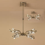Kromo Telescopic Semi-Flush Convertible Light Fixture in Antique Brass with Clear K9 Crystals