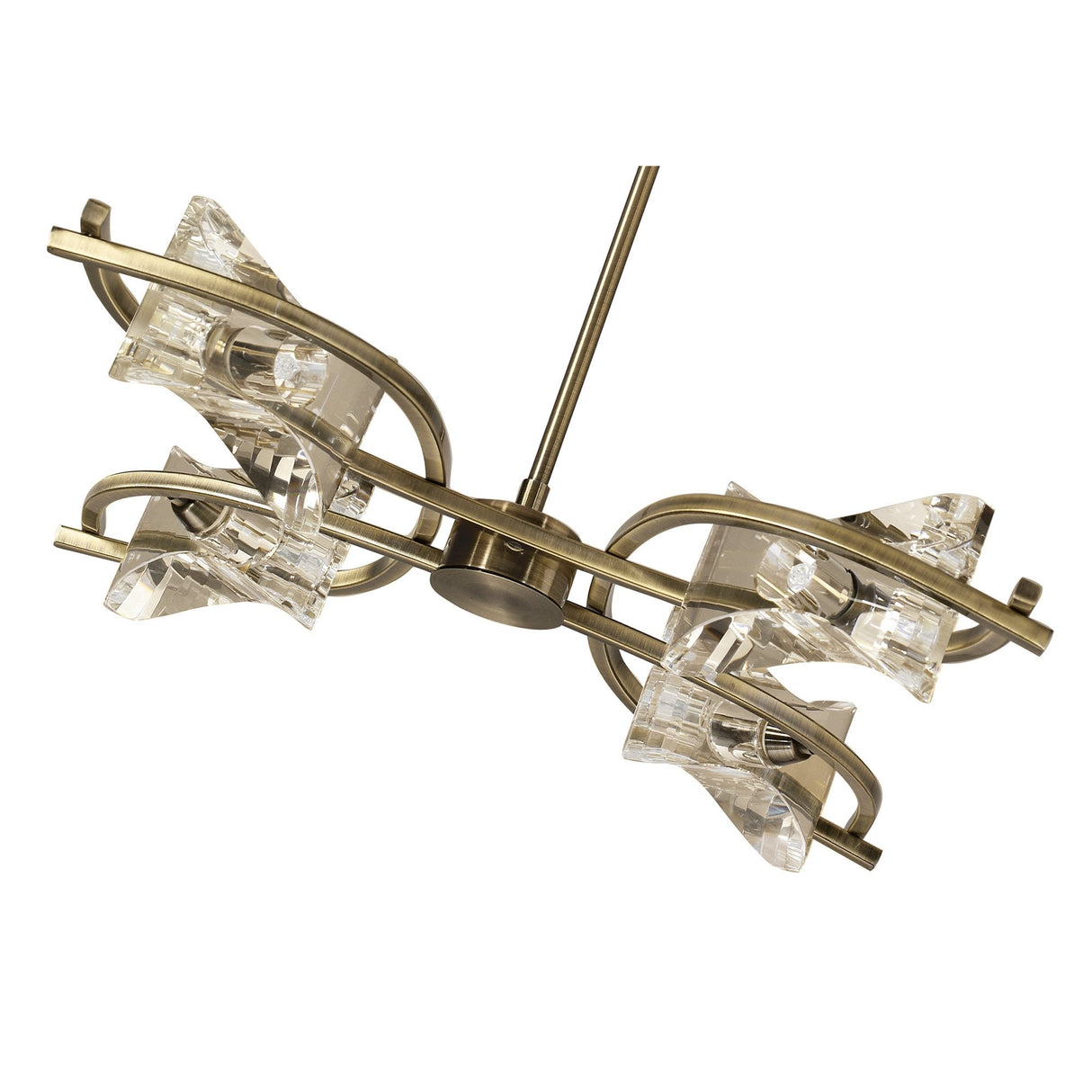 Kromo Telescopic Semi-Flush Convertible Light Fixture in Antique Brass with Clear K9 Crystals