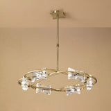 Kromo Antique Brass Telescopic 6-Light Chandelier with Clear Crystal Shades