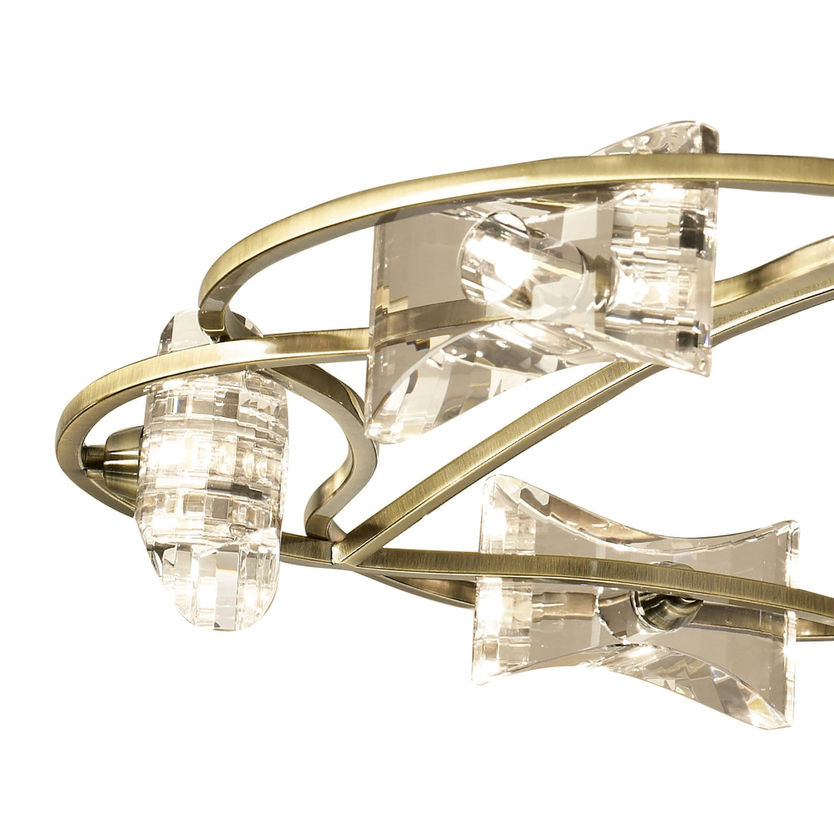 Kromo Antique Brass Telescopic 6-Light Chandelier with Clear Crystal Shades