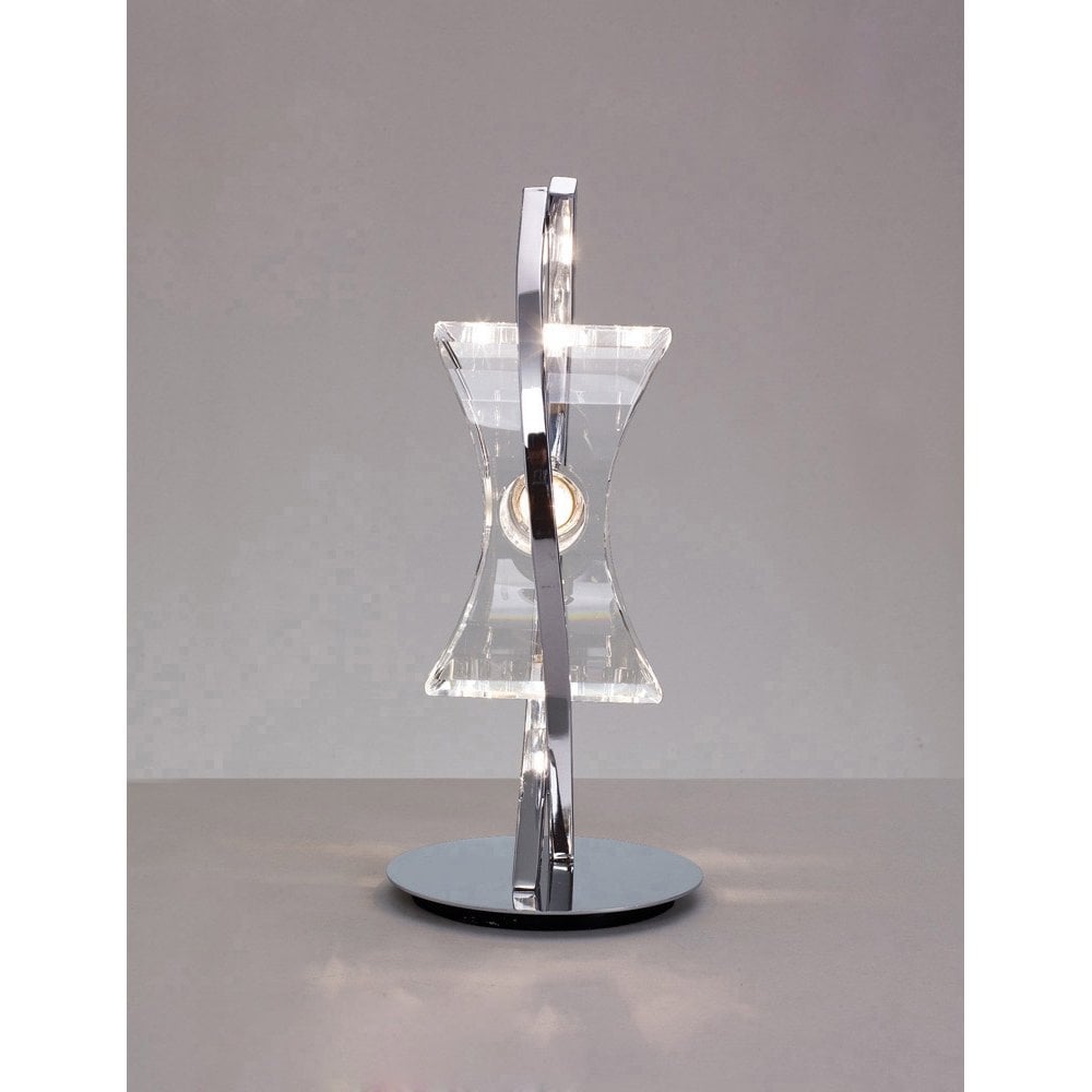 Elegant Kromo Chrome Table Lamp with Multi-Faceted Crystal Accent