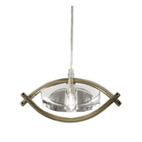 Kromo Pendant Light with Antique Brass Finish and Clear Crystal Shade