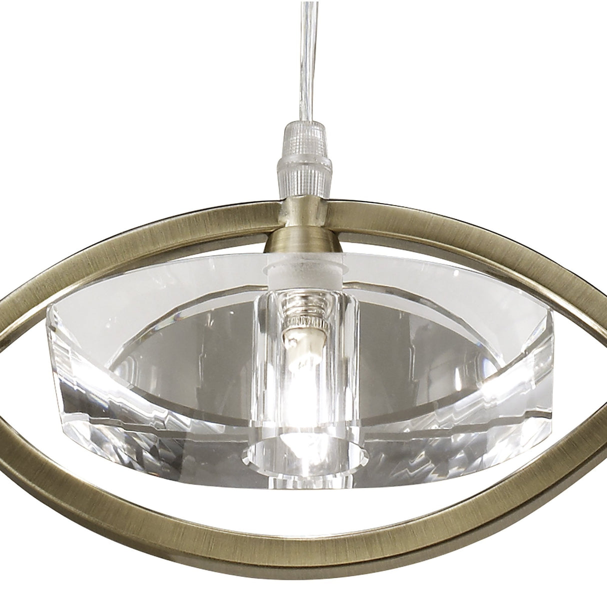 Kromo Pendant Light with Antique Brass Finish and Clear Crystal Shade