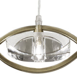 Kromo Pendant Light with Antique Brass Finish and Clear Crystal Shade