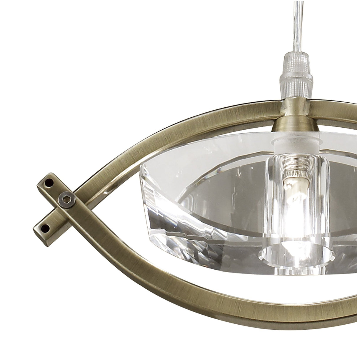 Kromo Pendant Light with Antique Brass Finish and Clear Crystal Shade