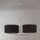 Eve 2-Arm Pendant Light in Polished Chrome with Black Silken Oval Shades