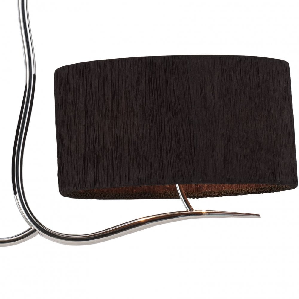 Eve 2-Arm Pendant Light in Polished Chrome with Black Silken Oval Shades