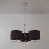 Eve 3-Light Pendant in Polished Chrome with Black Silk Shades