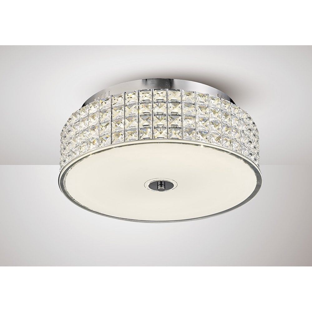 Hawthorne Round 30W LED Ceiling Light with Polished Chrome and Crystal Accents