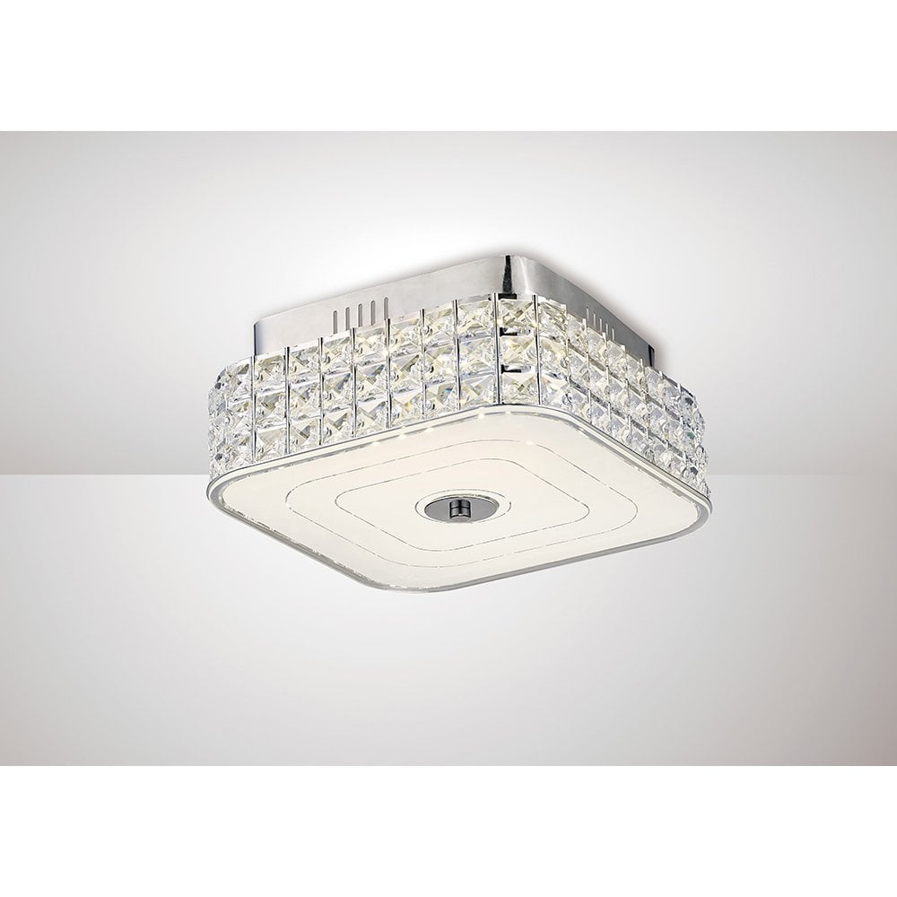 Hawthorne Square LED Ceiling Light 18W 1050lm Polished Chrome/Crystal Design by Cassia Twigue