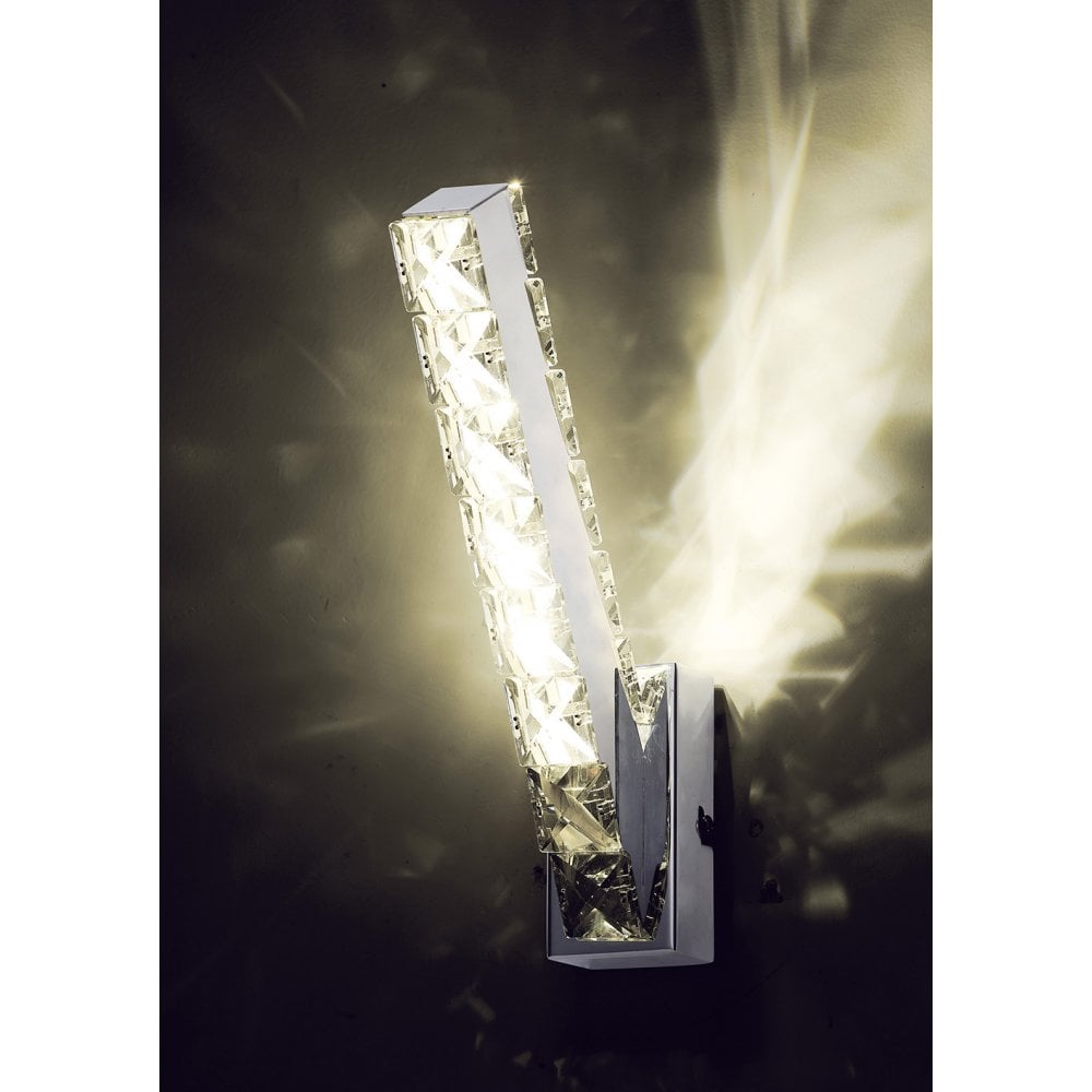 Polished Chrome Wall Lamp with Clear Crystal Accents - 3W LED, 4000K