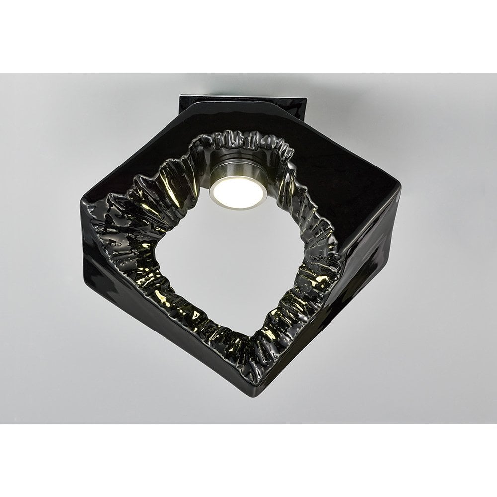 Salvio Modern Cube LED Ceiling Light in Black and Chrome