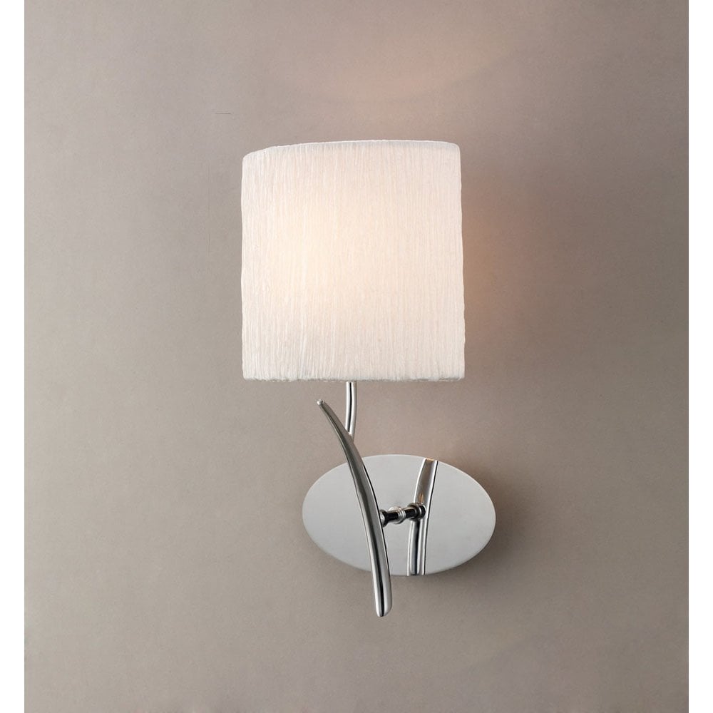Eve Polished Chrome Wall Lamp with White Oval Shade and Rocker Switch