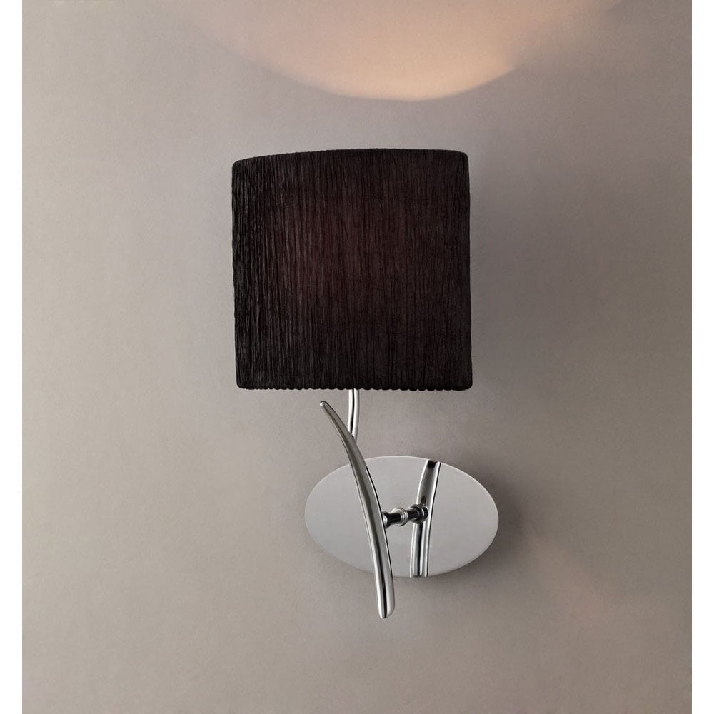 Elegant Eve Wall Lamp in Polished Chrome with Black Silk Oval Shade