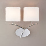 Elegant Eve Dual Light Wall Lamp in Polished Chrome with White Oval Shades
