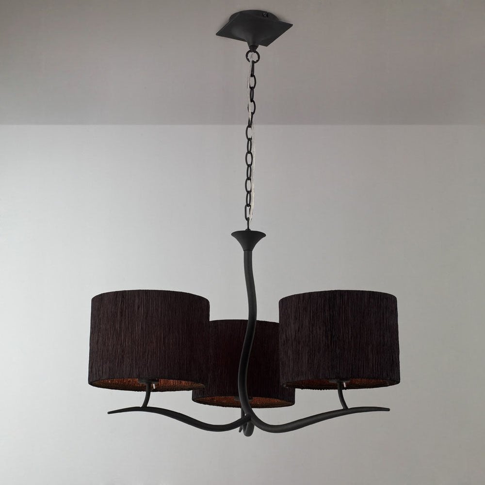 Eve Anthracite Pendant Light with Black Silky Round Shades