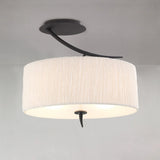 Eve Semi Flush Mount Ceiling Light with Dual E27, Anthracite & White Oval Shade
