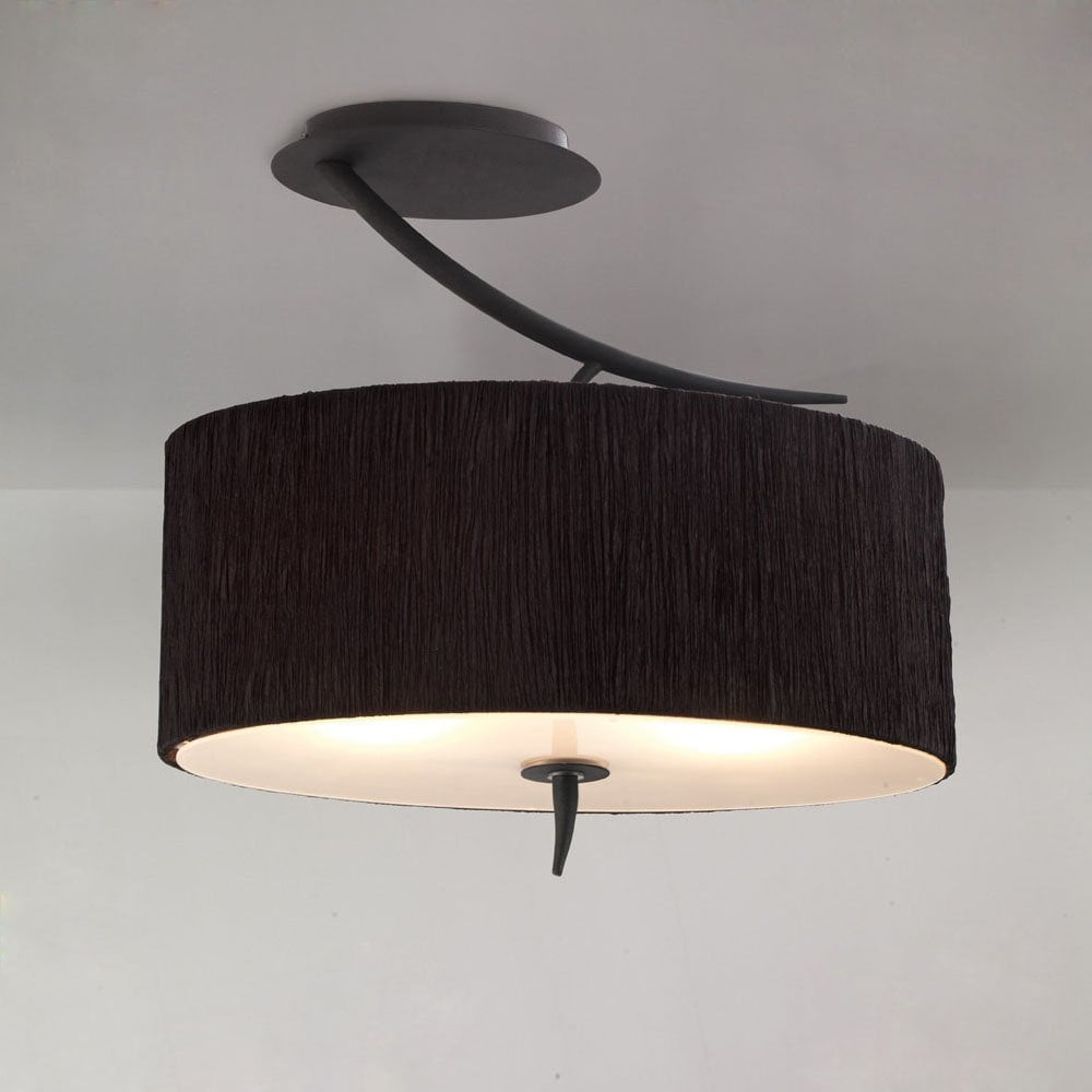 Eve Dual Light Semi-Flush Ceiling Fixture in Anthracite with Black Oval Shade