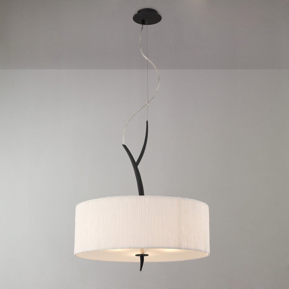 Eve 3-Light Pendant with Anthracite Finish and White Round Shade