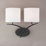 Eve Dual Light Antracite Wall Lamp with Elegant White Oval Shades