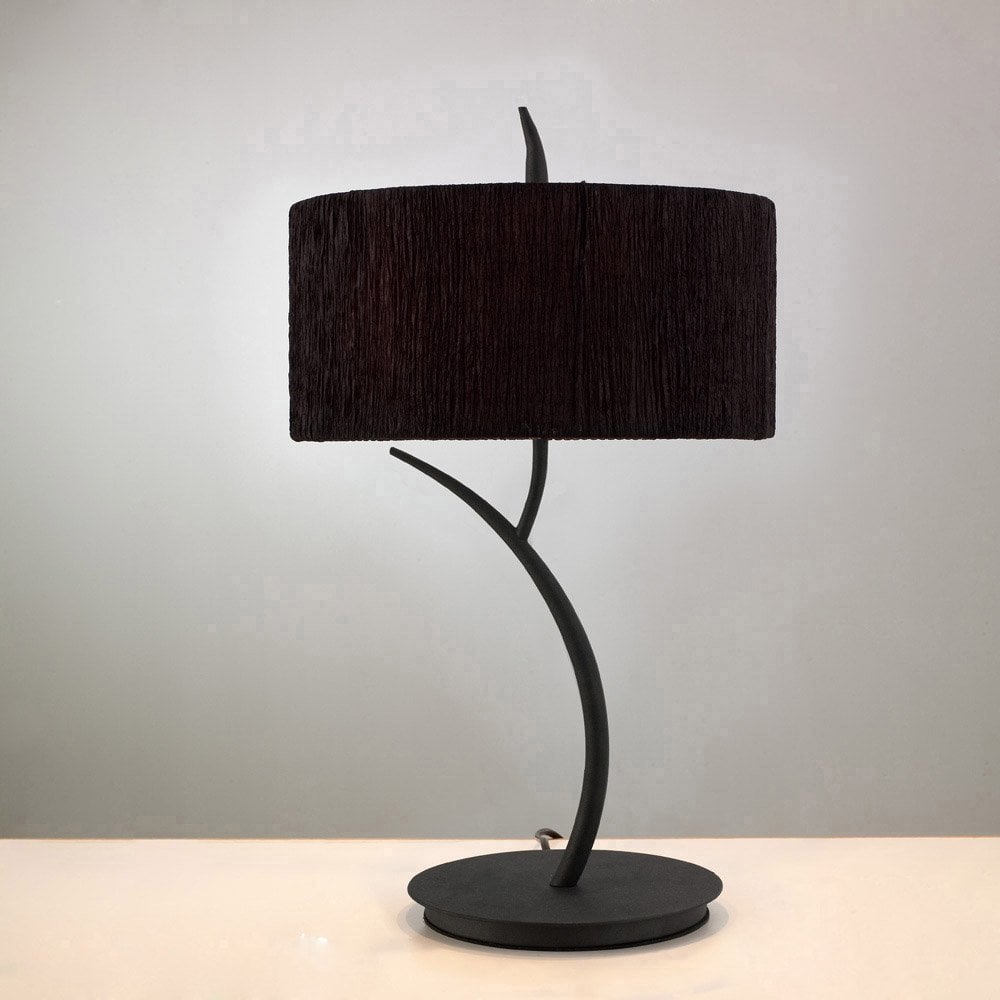 Eve Designer Table Lamp - Dual Light E27, Anthracite with Elegant Black Shade