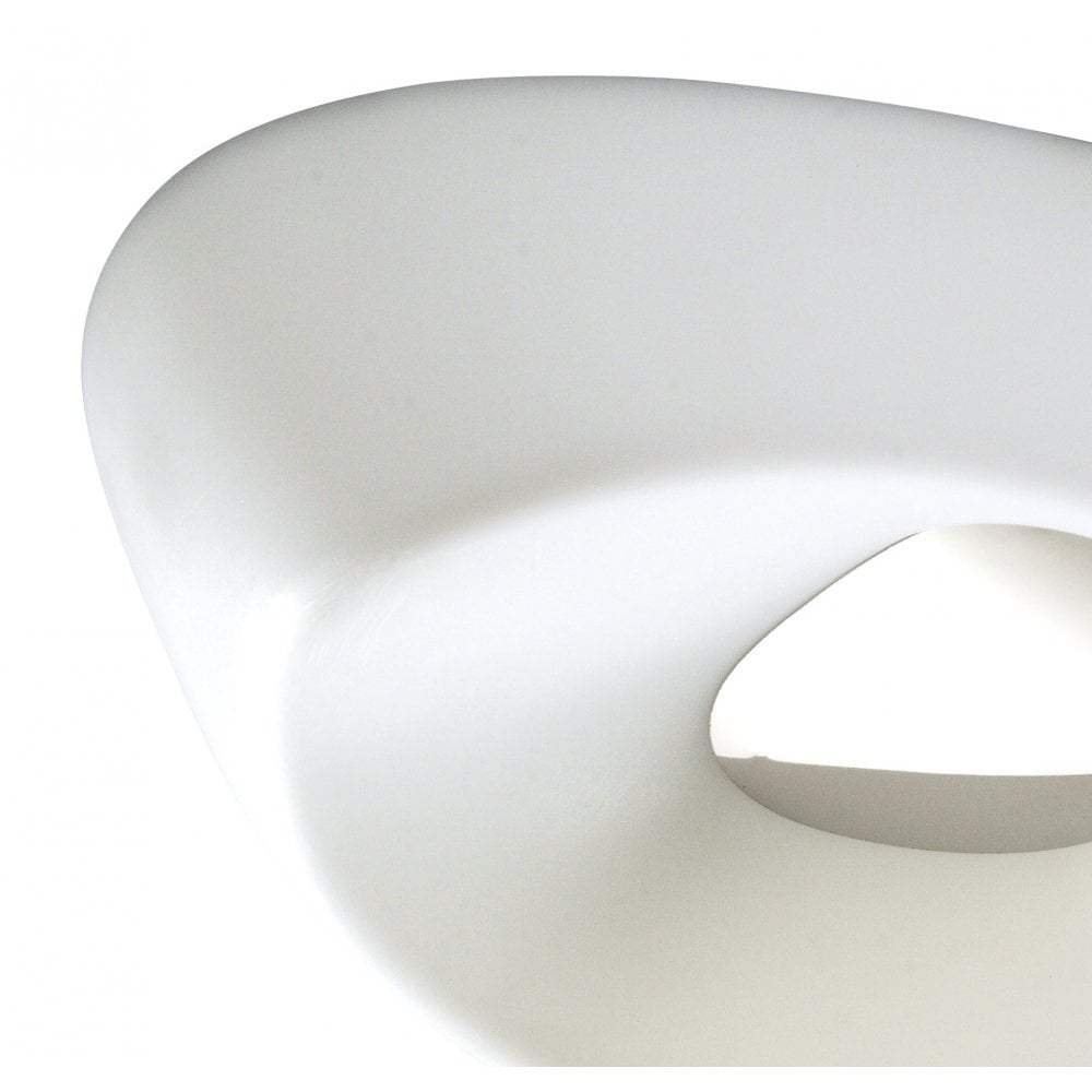 Modern Huevo Outdoor Ceiling Light Fixture in Polished Chrome and Opal White, IP44 Rated
