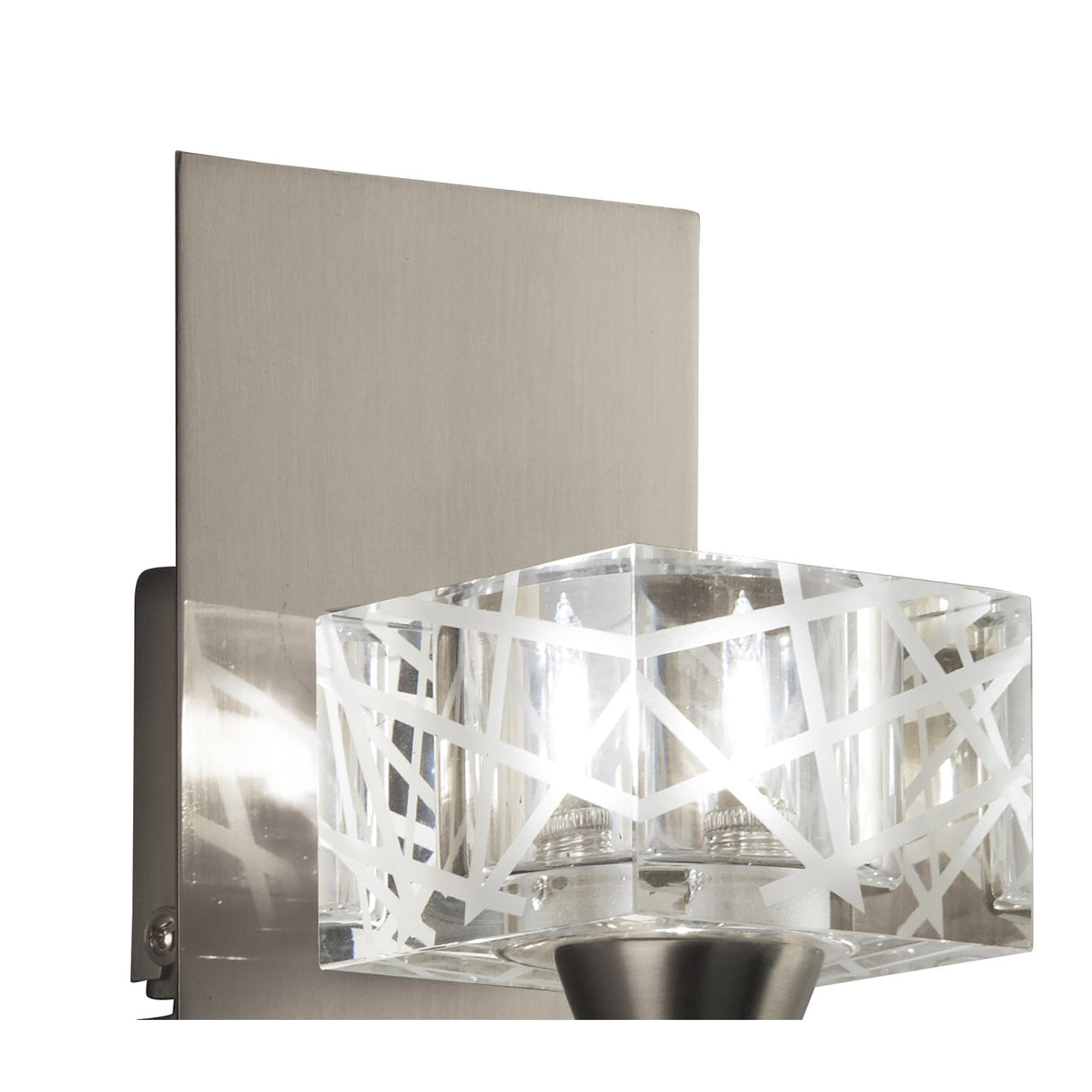 Satin Nickel Zen Wall Lamp with Frosted Glass Shade and Rocker Switch
