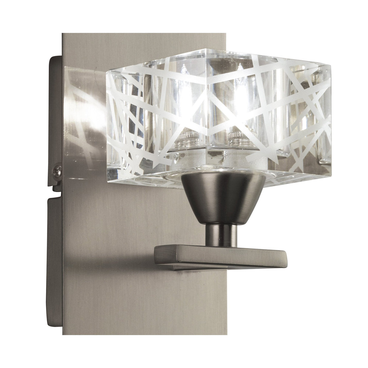Satin Nickel Zen Wall Lamp with Frosted Glass Shade and Rocker Switch