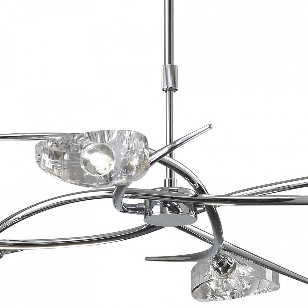 Eclipse Telescopic Convertible 4-Light Fixture, Polished Chrome with Clear Crystal Detailing