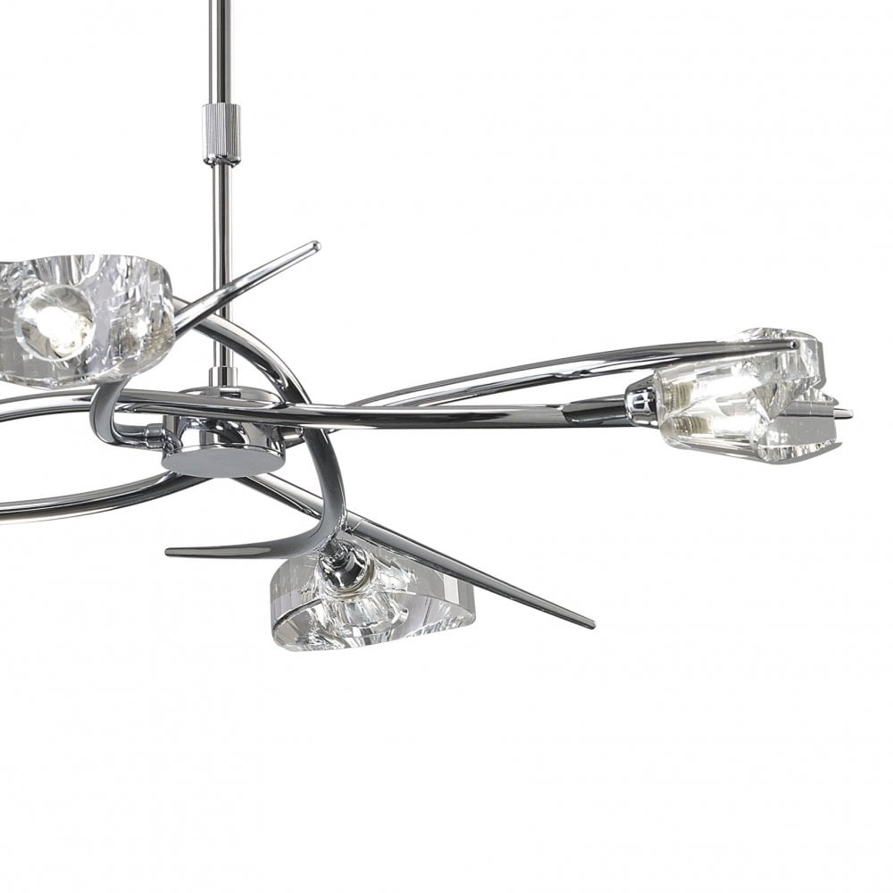 Eclipse Telescopic Convertible 4-Light Fixture, Polished Chrome with Clear Crystal Detailing