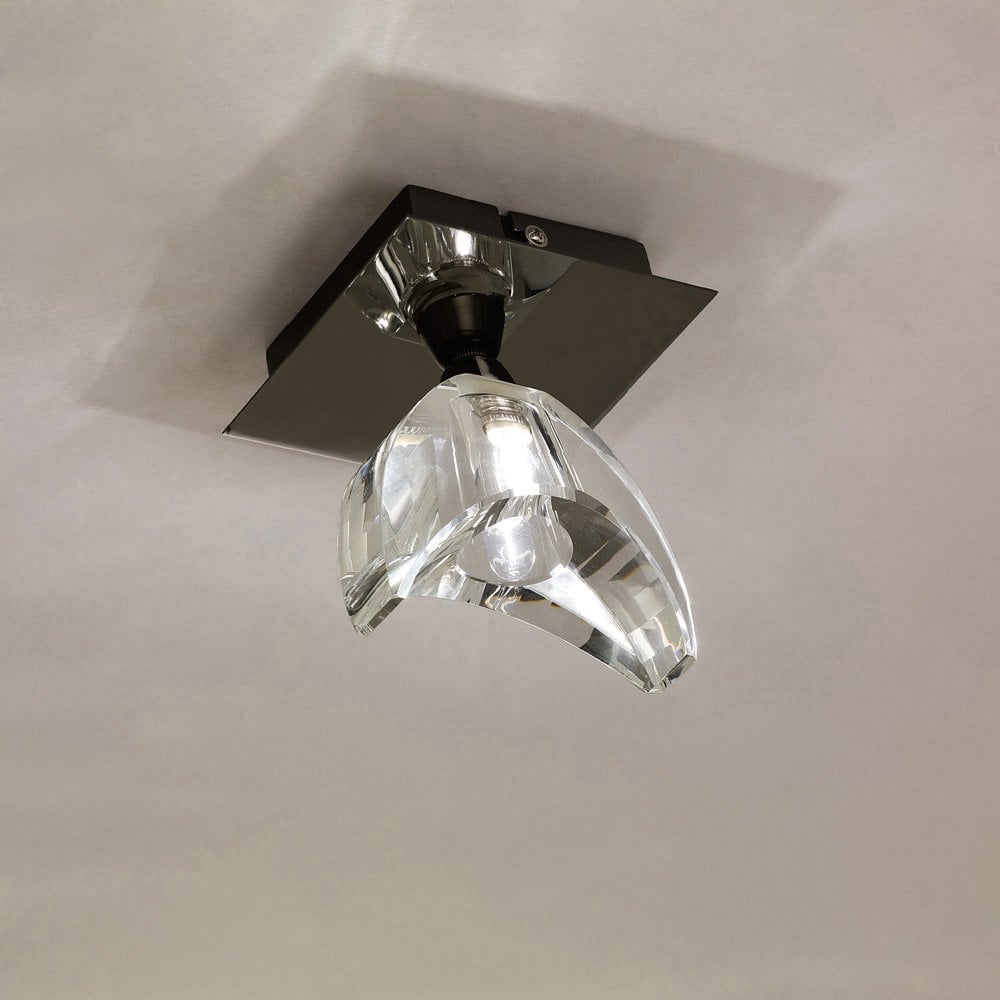 Santiago Sevillano Eclipse Ceiling Light in Black Chrome, Featuring High Quality K9 Crystal