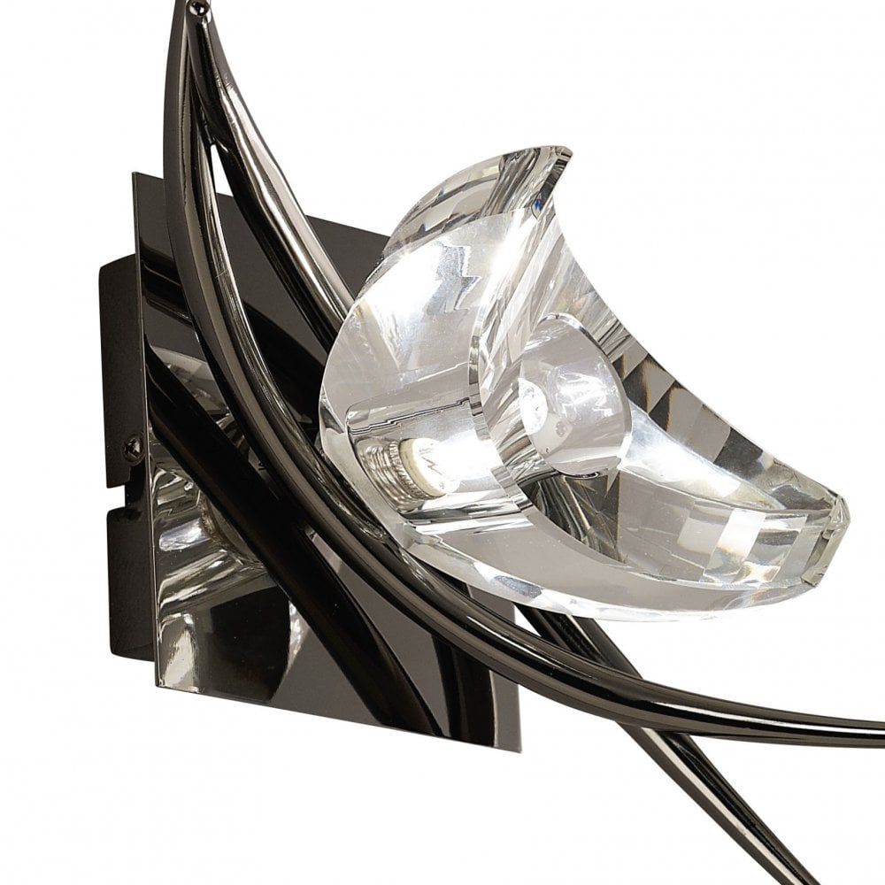 Black Chrome Eclipse Wall Lamp with Rocker Switch and Clear K9 Crystal Design
