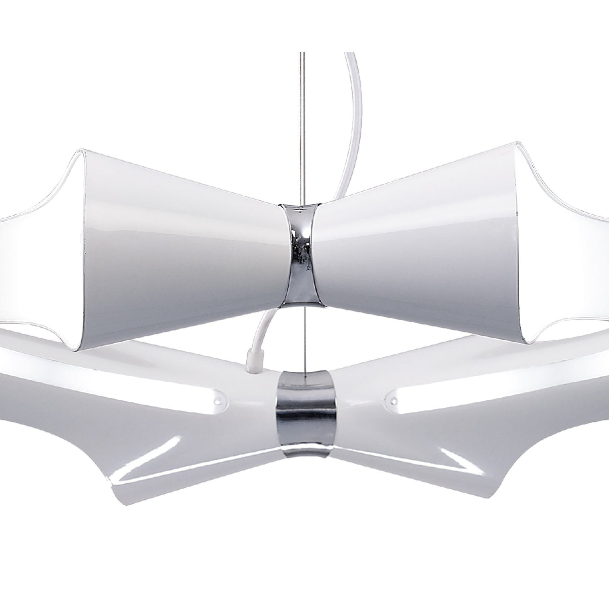 Ora Pendant 8 Light Fixture, Gloss White Finish with White Acrylic and Polished Chrome Accents