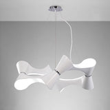 Ora Pendant 8 Light Fixture - Twisted Round Design in Gloss White and Polished Chrome