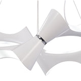 Ora Pendant 8 Light Fixture - Twisted Round Design in Gloss White and Polished Chrome