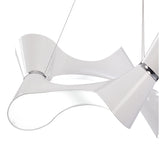 Ora Pendant 8 Light Fixture - Twisted Round Design in Gloss White and Polished Chrome