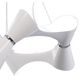 Ora Pendant 8 Light Fixture - Twisted Round Design in Gloss White and Polished Chrome