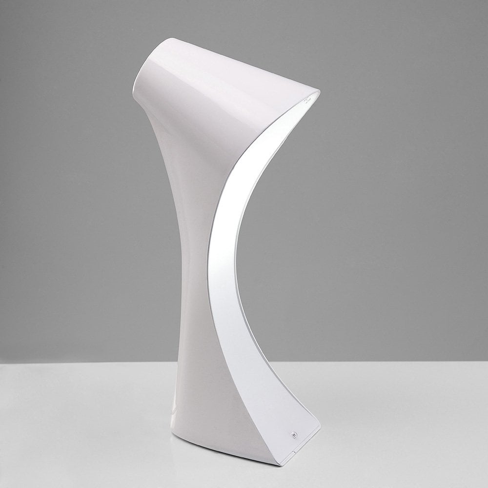 Elegance Ora Table Lamp – Gloss White & Polished Chrome with Warm LED Light