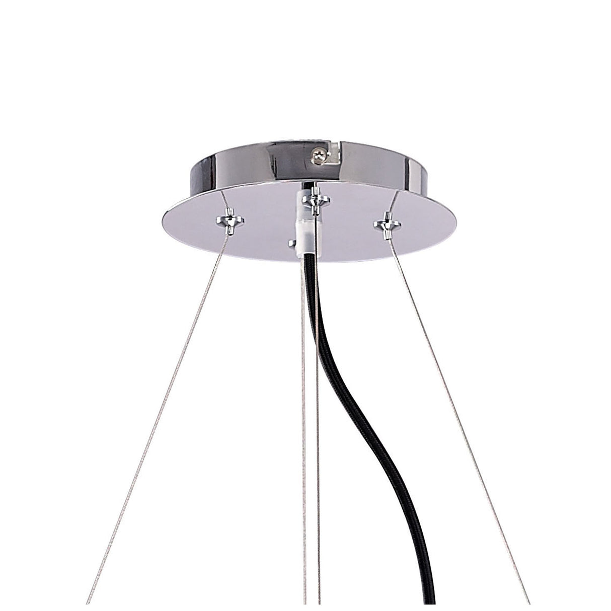 Ora Pendant 8 Light Twisted Sphere in Gloss Black with White Acrylic and Polished Chrome