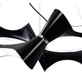 Ora Pendant 8 Light Twisted Sphere in Gloss Black with White Acrylic and Polished Chrome