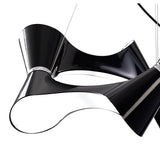 Ora Pendant 8 Light Twisted Sphere in Gloss Black with White Acrylic and Polished Chrome
